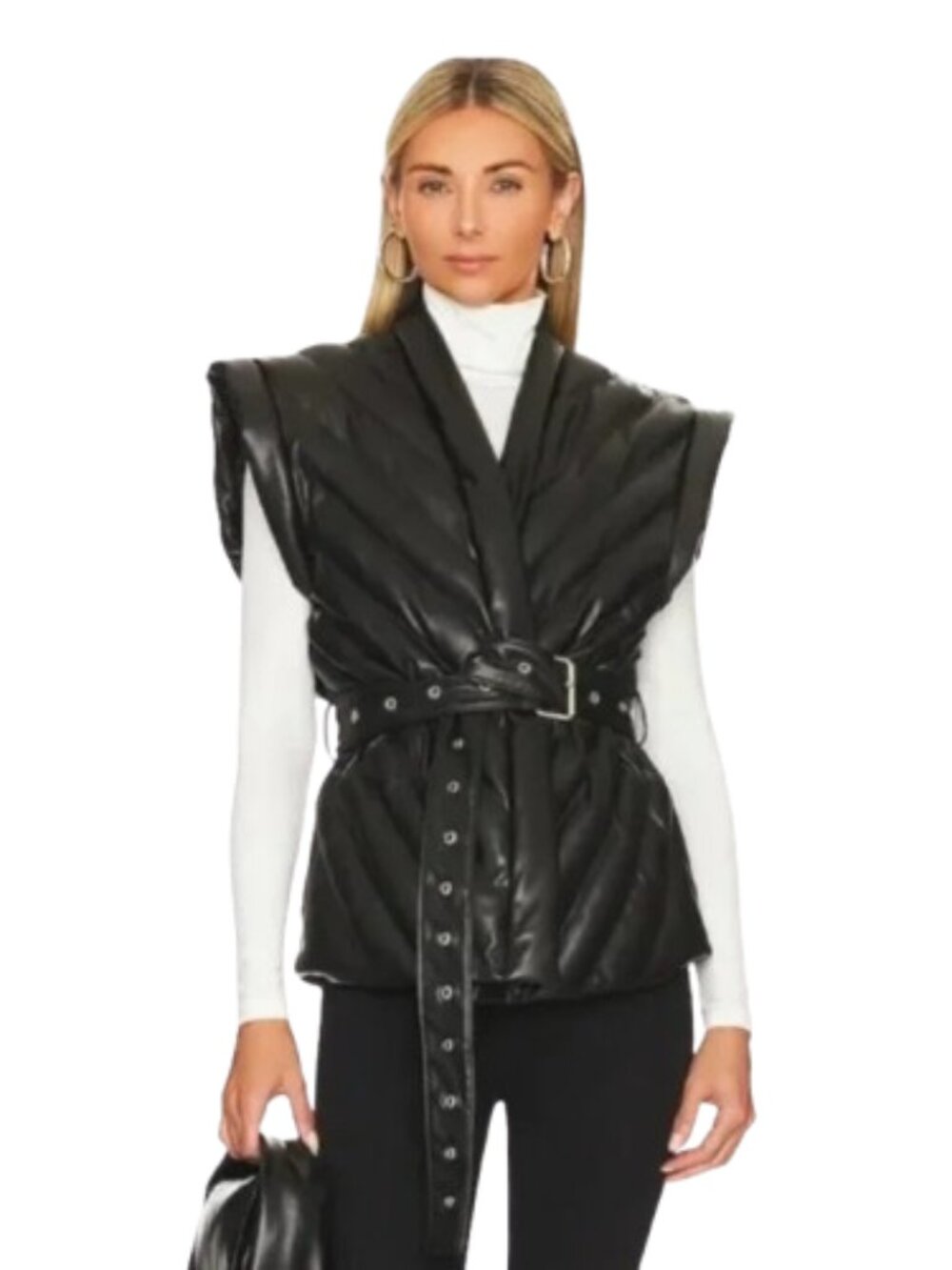 Blank NYC Anthropologie faux leather puffer vest